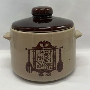 Vintage West Bend Colonial Stoneware Fork & Spoon Crock